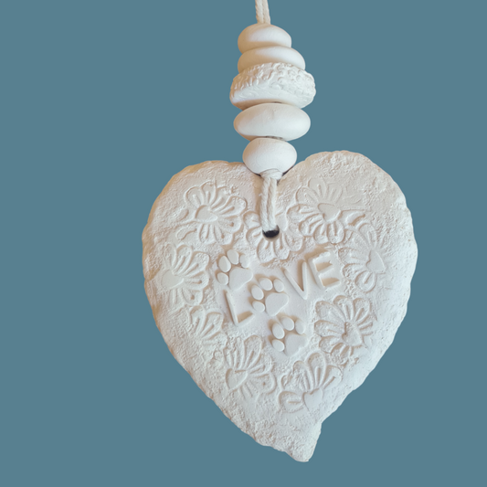 Mojo's Fragranced Ceramic Hearts - Large - "Love with small pawprints"
