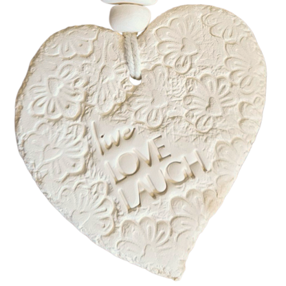 Mojo's Scented Ceramic Hearts - Large - "Live, Love, Laugh"