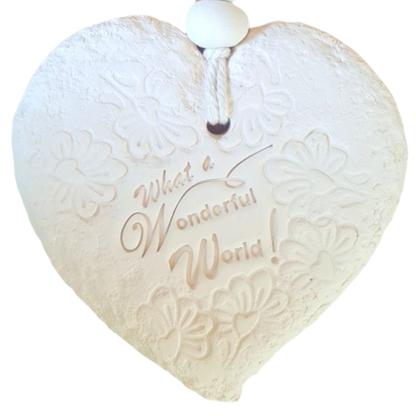 Mojo's Scented Ceramic Hearts - Large - "Wonderful  World"