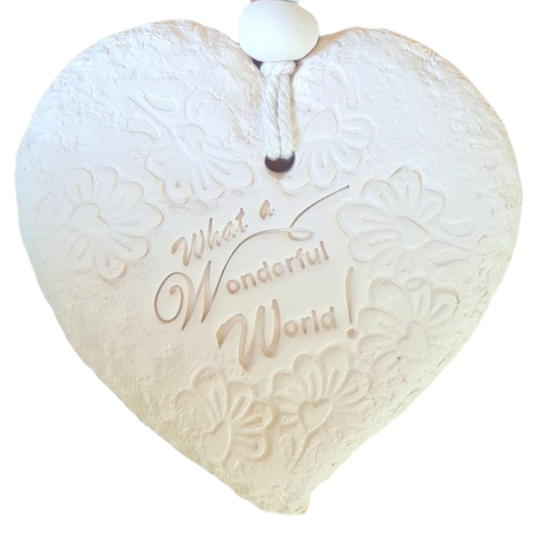 Mojo's Scented Ceramic Hearts - Large - "Wonderful  World"