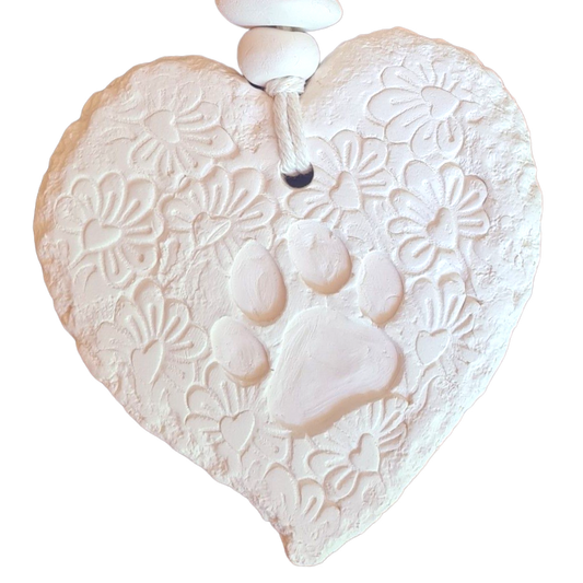 Mojo's Scented Ceramic Hearts - Large - "Pawprint"