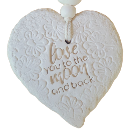 Mojo's Scented Ceramic Hearts - Large - "Love you to the moon and back"